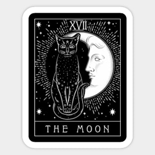 Tarot Card Crescent Moon And Cat Sticker